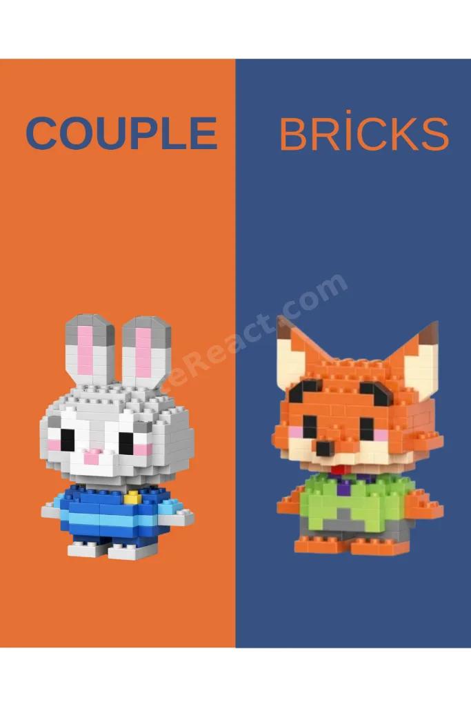 Judy & Nick İkili Nano Block Set | Mini Lego Figür | Zootopia | 164+ Parça | Koleksiyonluk