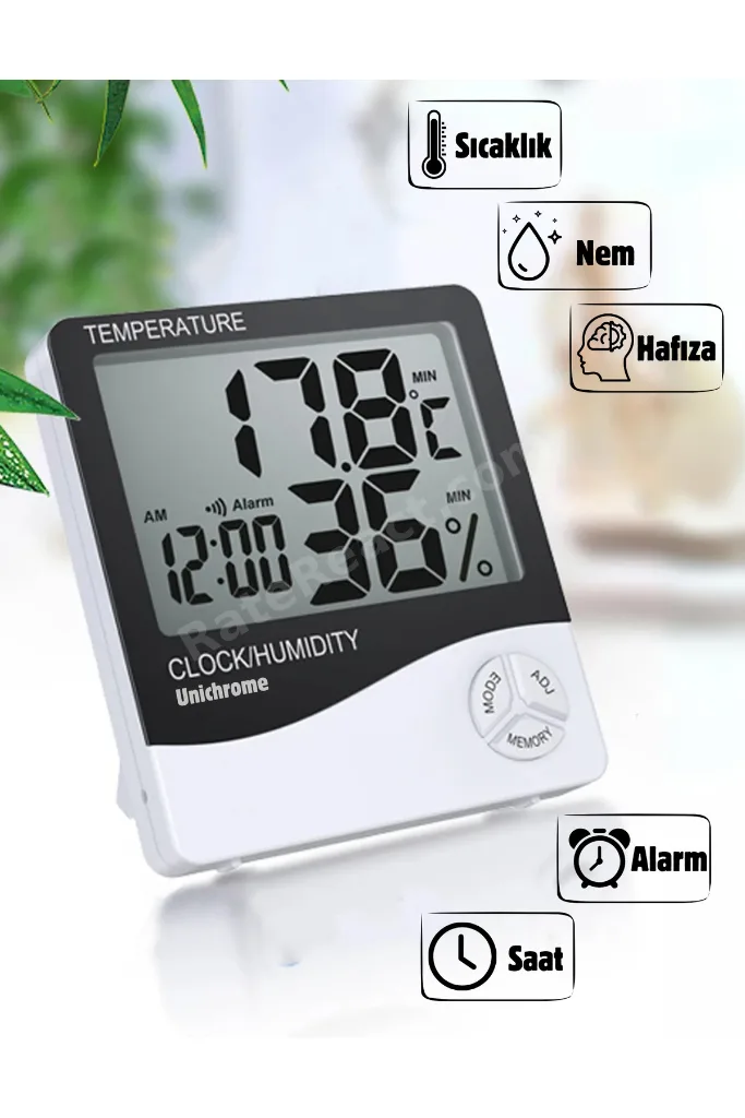 Dijital Oda Termometre Sıcaklık Ve Nem Ölçer Masa Saati Alarm