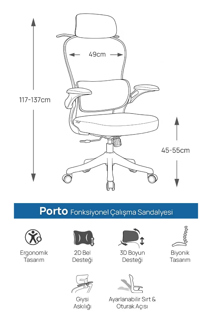 Porto Ergonomik Çalışma Sandalyesi