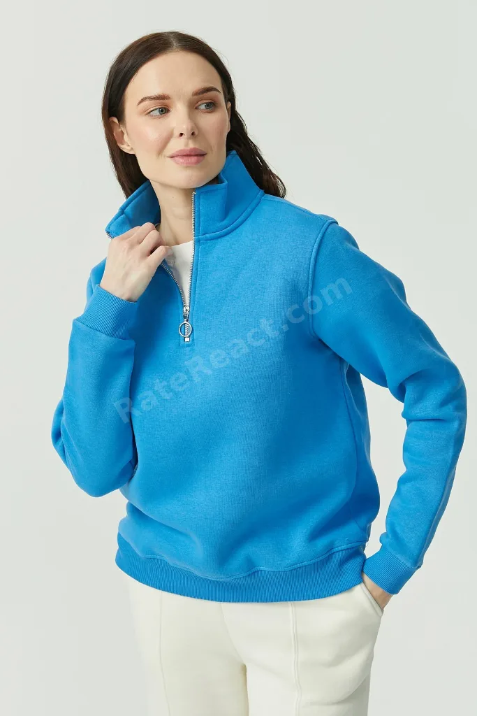 Kadın Yakası Fermuarlı Sweat Üst
