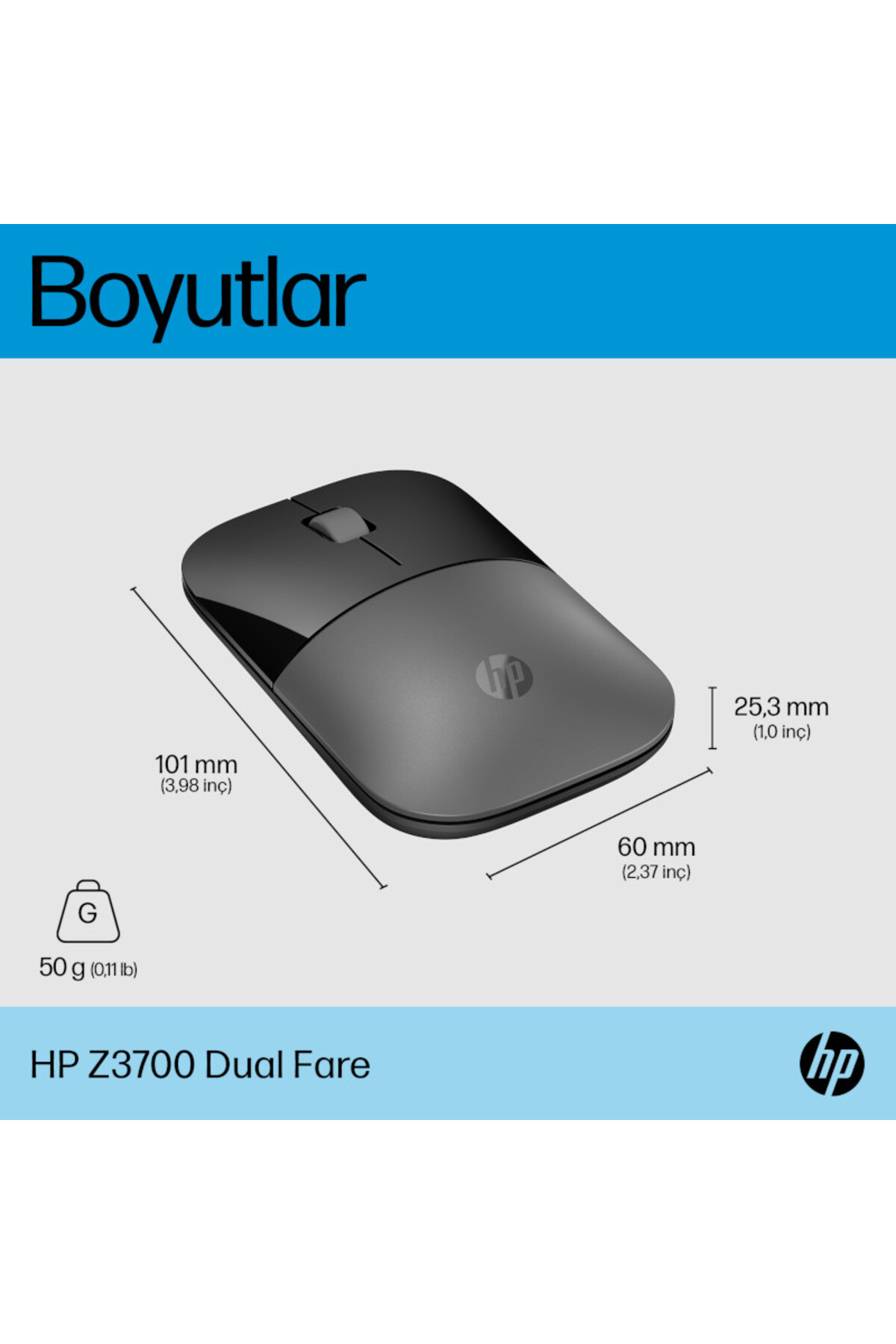 Z3700 Kablosuz Mouse Gümüş X7Q44AA