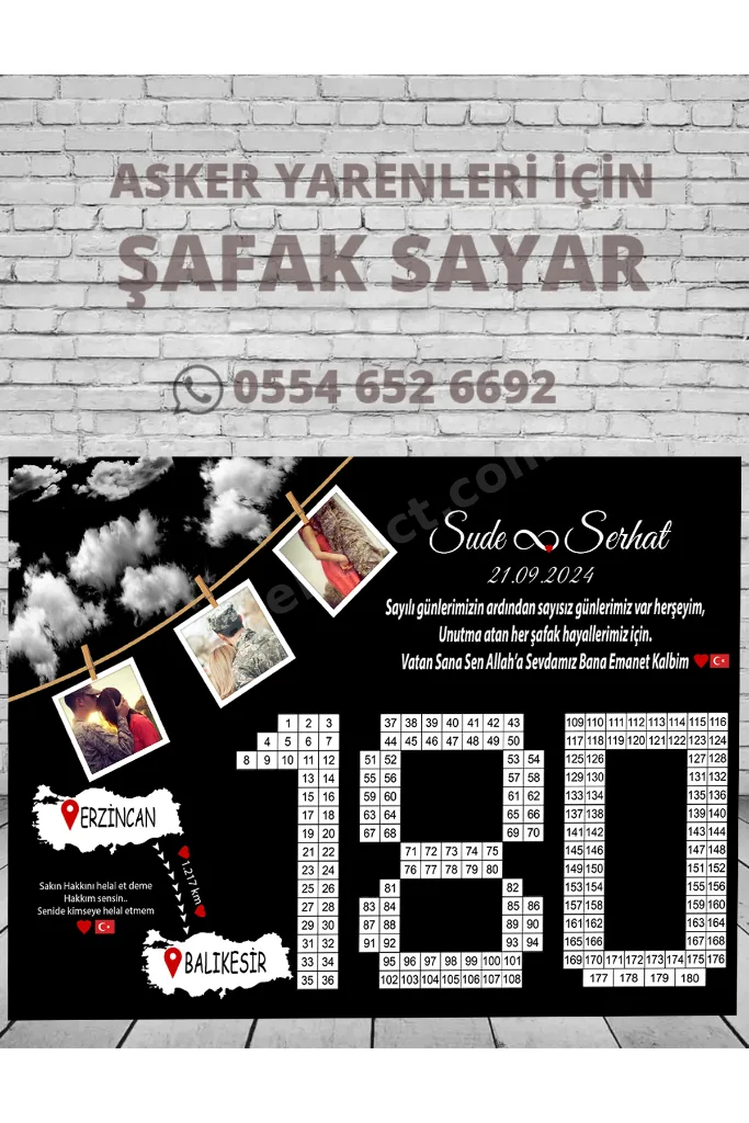 Asker Şafak Sayar Takvimi (KALIN BÜYÜK BOY ÇERÇEVESİZ)