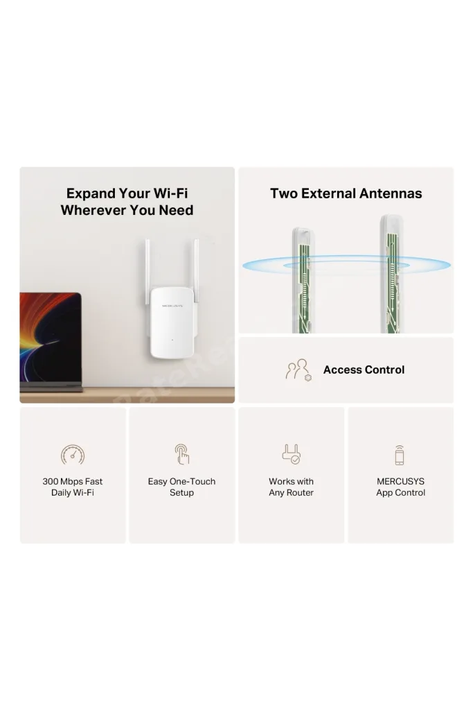 ME12 300 Mbps Wi-Fi Menzil Genişletici 2 Antenli Sinyal Güçlendirici Range Extander