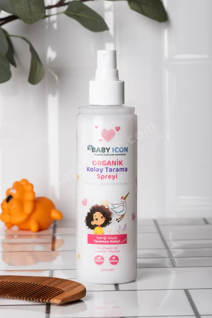 %100 Organik Vegan Kolay Saç Tarama Spreyi Çocuklar İçin Nemlendirici Lavanta Papatya Özlü 200ML