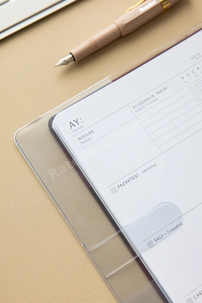Charm Takılabilen A5 Şeffaf Ajanda Defter Kılıfı - Spiralsiz Lastiksiz Modellerle Uyumlu