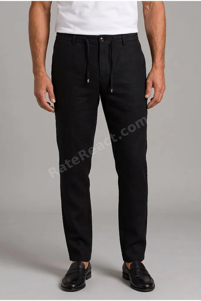 Siyah Keten Jogger İpli Spor Pantolon