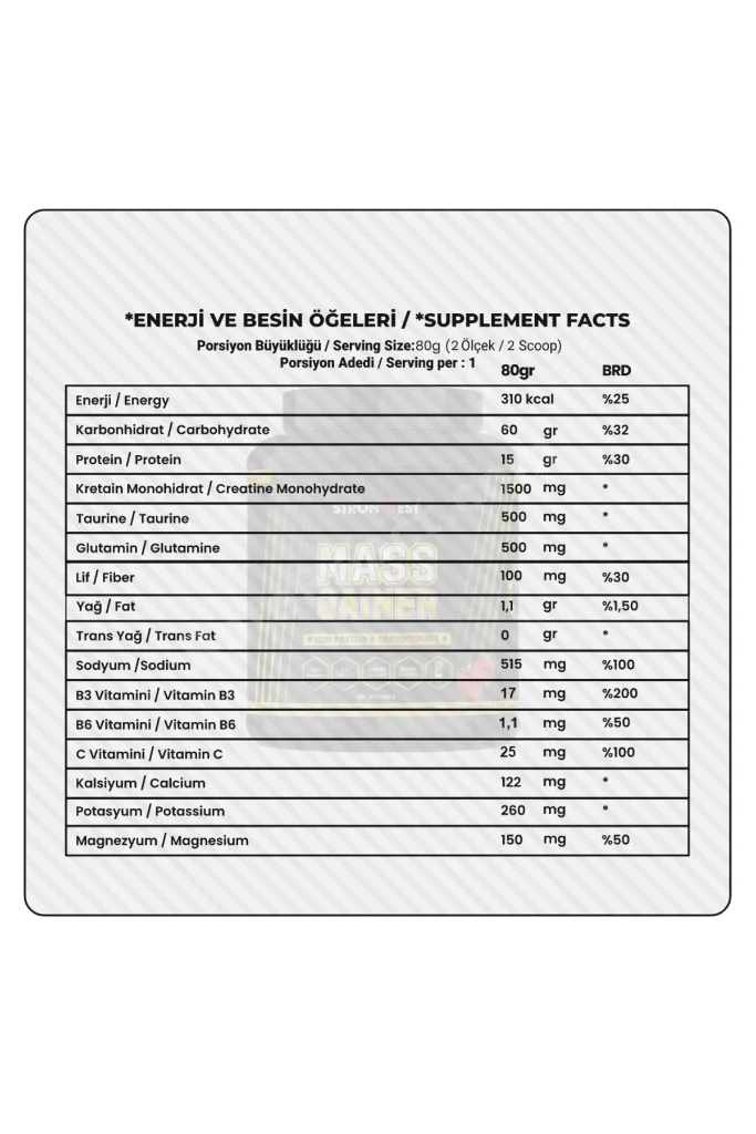Mass Gainer 1600gr Yüksek Protein Değerli Ve Amino Asit Takviyeli Çilek Aromalı