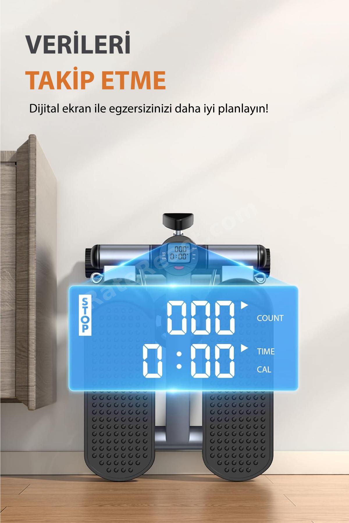 Direnç Lastikli Mini Stepper Egzersiz Aleti -Kaymaz Pedallı Kardiyo Cihazı