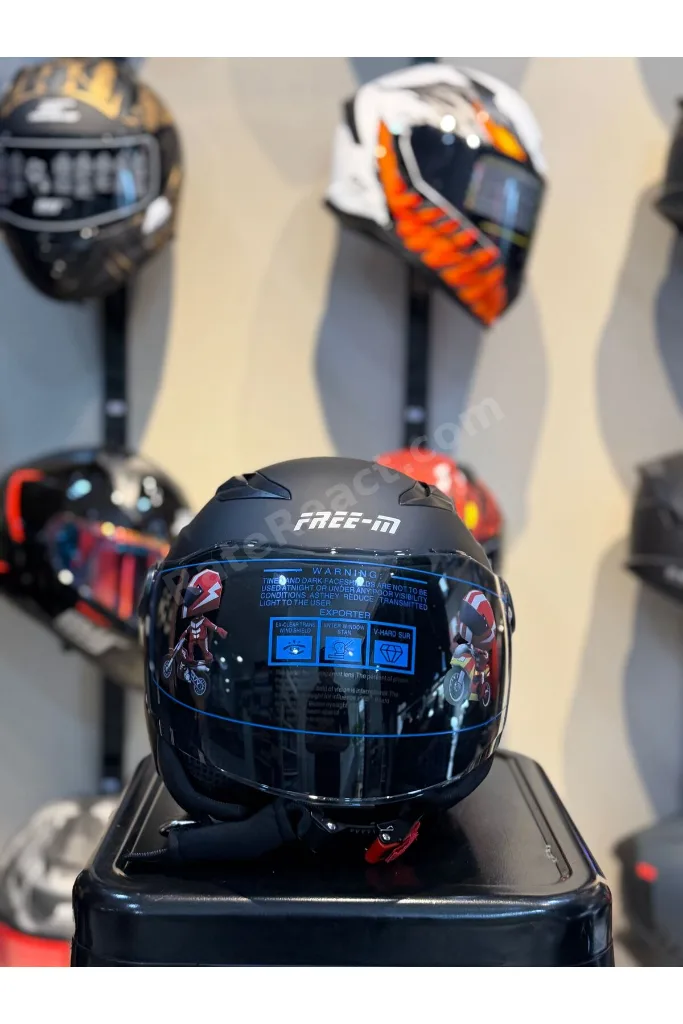 FR-215 Mat Black Yarım Camlı Çocuk Kaskı