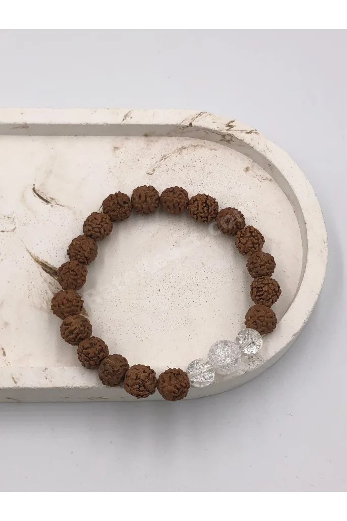 Tasarım Rudraksha Necef Taşı Doğaltaş 8mm Unisex Bileklik