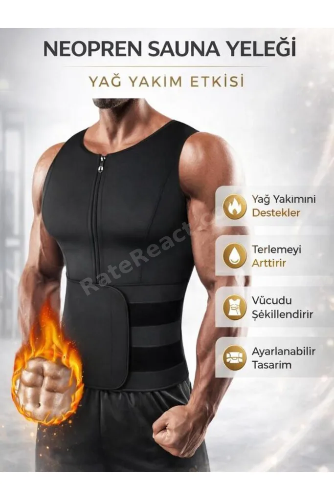 Neopren Sauna BelEğitici Korseli Yelek Fermuarlı Vücut Kompresyon Şekillendirici Ayarlanabilir Atlet