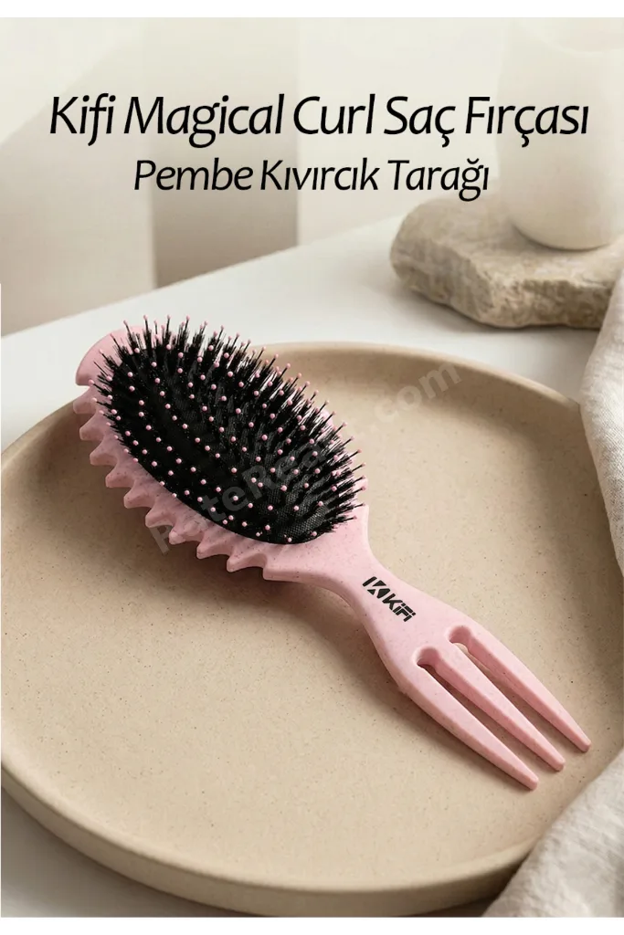 Magical Curl Saç Fırçası - Kıvırcık Tarağı Pembe