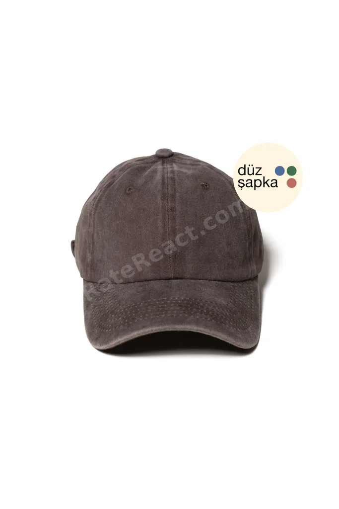Düz Şapka | Kahverengi Yıkamalı Kep Şapka - Minimalist, Logosuz ve Yazısız