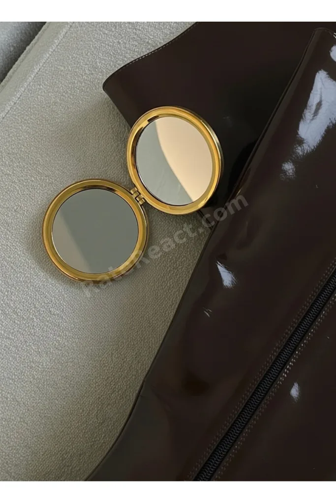 Kişiye Özel El Kazımalı İsimli Premium Gold Metal Cep Aynası - El İşçiliği - Kişiye Özel Hediye