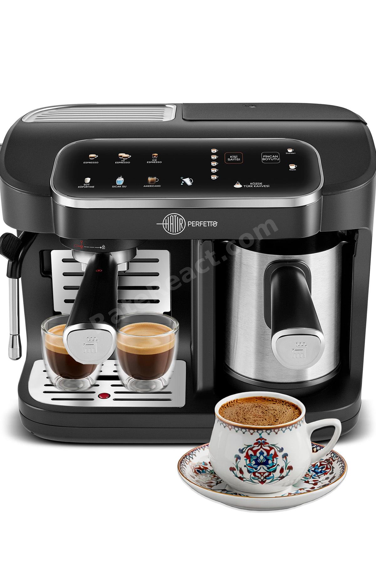 Hatır Perfetto Dijital ve Dokunmatik Ekranlı Çelik Cezveli Espresso ve Türk Kahve Makinesi
