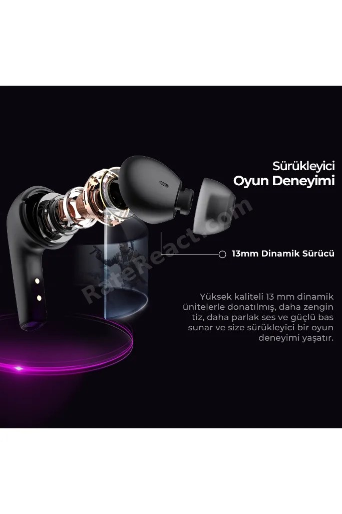 TW970 TWS RGB Gaming Bluetooth Kulaklık - 2.4GHz ve Bluetooth Modu