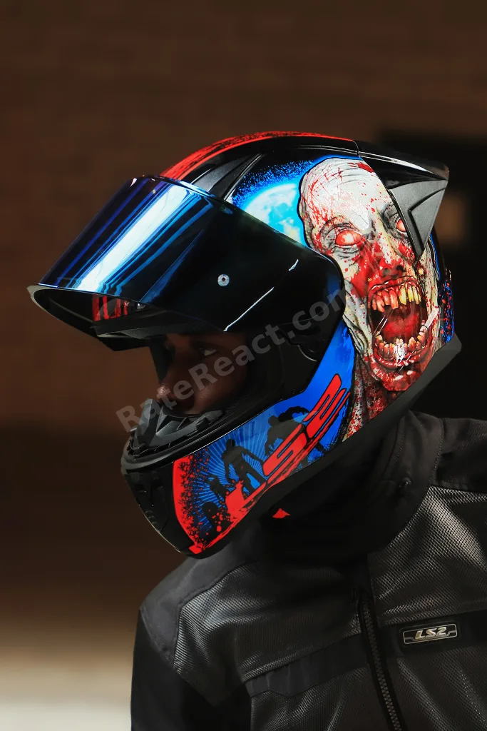 RAPID 2 RACE ZOMBIE SİYAH-KIRMIZI KASK (1 Renkli + 1 Şeffaf Vizörlü)