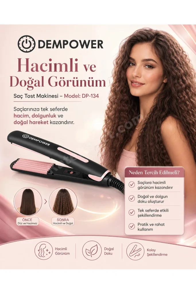 Isı Kontrollü Saç Tost Makinesi Hacimli Saç Görünümü İçin Elektrikli Şekillendirici Cihaz