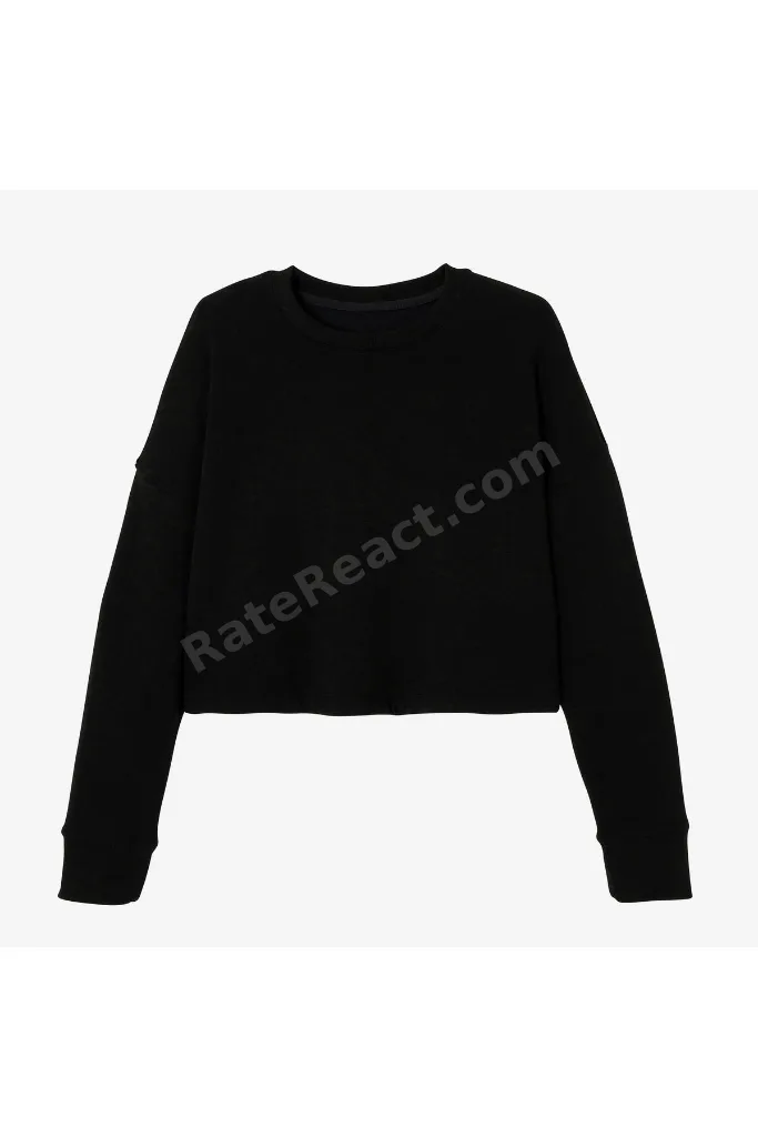 Kadın Siyah Crop Sweatshirt 520 - Fitness