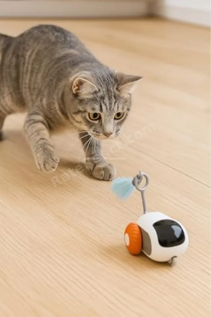 TTKTEKNOLOJİ Uzaktan Kumandalı Kedi Oyuncağı 2 Modlu Hareketli Araba Sessiz Motorlu Kedi Eğlence Oyu