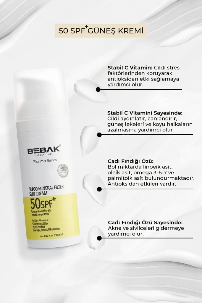Pharma %100 Mineral Güneş Filtresi Içerikli Spf 50+ Yüksek Korumalı Güneş Kremi 50ml