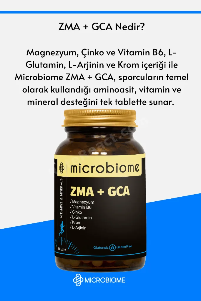ZMA + GCA 60 Tablet (Magnezyum, Vitamin B6, Çinko, Krom, L-Arjinin ve L-Glutamin)