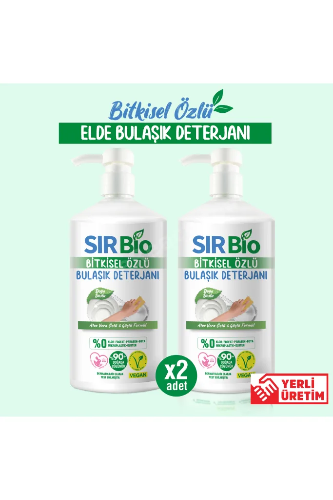 Bitkisel Özlü Elde Bulaşık Deterjanı 1000 ml Pompalı Şişe (1000 ML X 2 ADET)