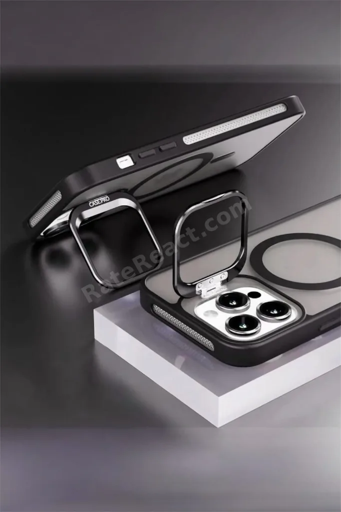 iPhone 14Pro Max Uyumlu Zırh Koruma MagSafe Destekli Standlı Kamera Lens Korumalı Mat Buzlu Şık Kılıf