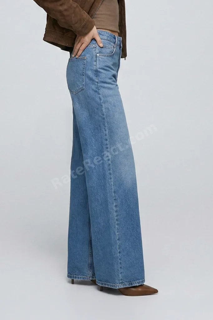 Taşlı Mavi Palazzo Denim Pantolon