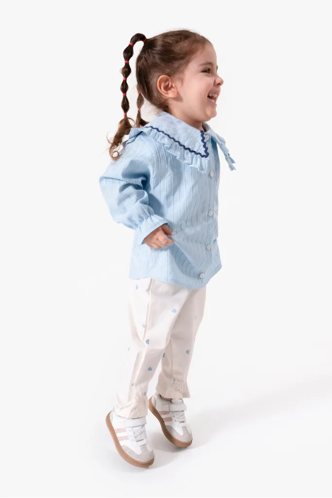 Su Taşı Yaka Detaylı Kız Bebek Alt Üst Takım 9092