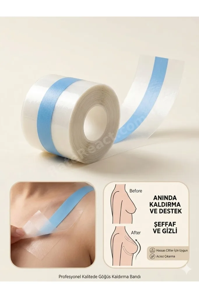 Göğüs Gerdirici Şeffaf Bant 5 m 5 cm Görünmez Göğüs Kaldırıcı Boob Tape Straplez Elbise Destek Bant