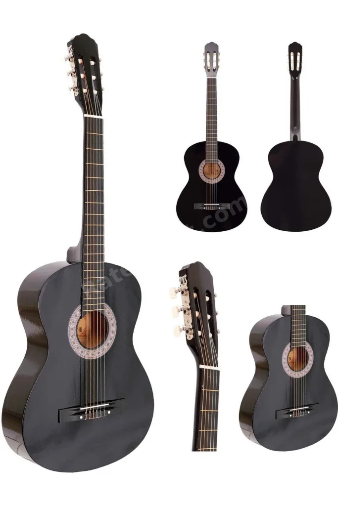 4/4 Siyah Sap Ayarlı Klasik Gitar Seti Kılıf Pena