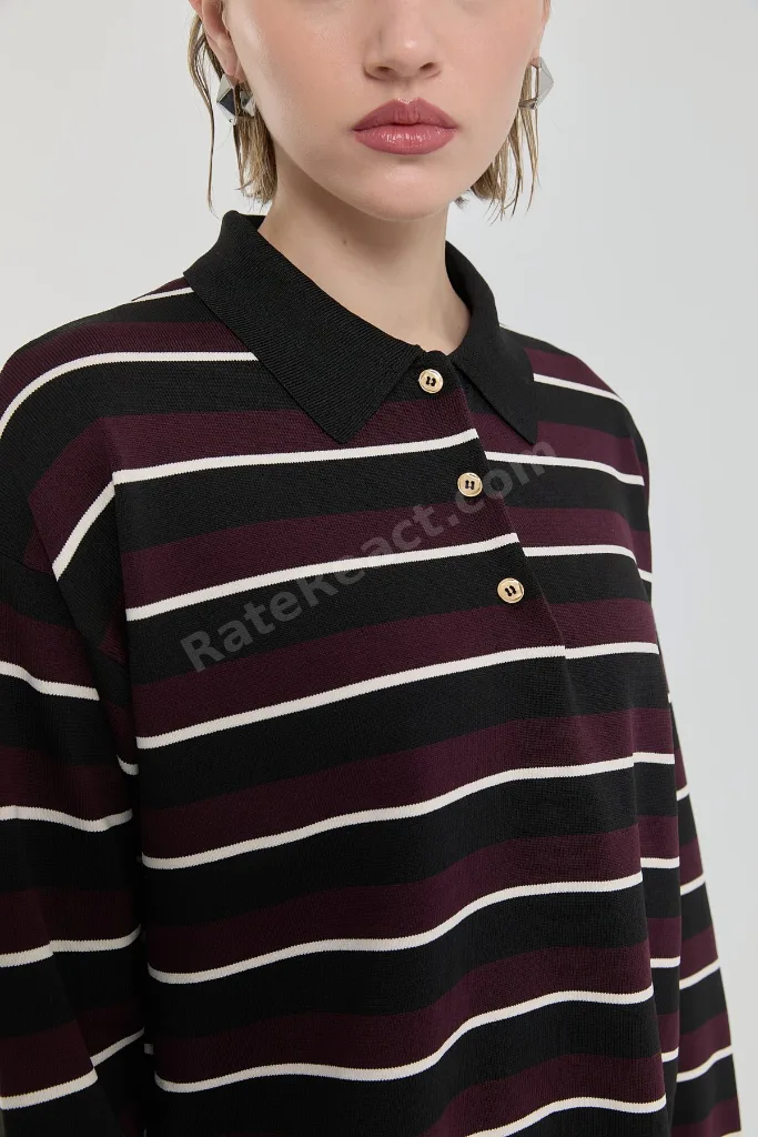 Polo Yaka Crop Kazak - Siyah