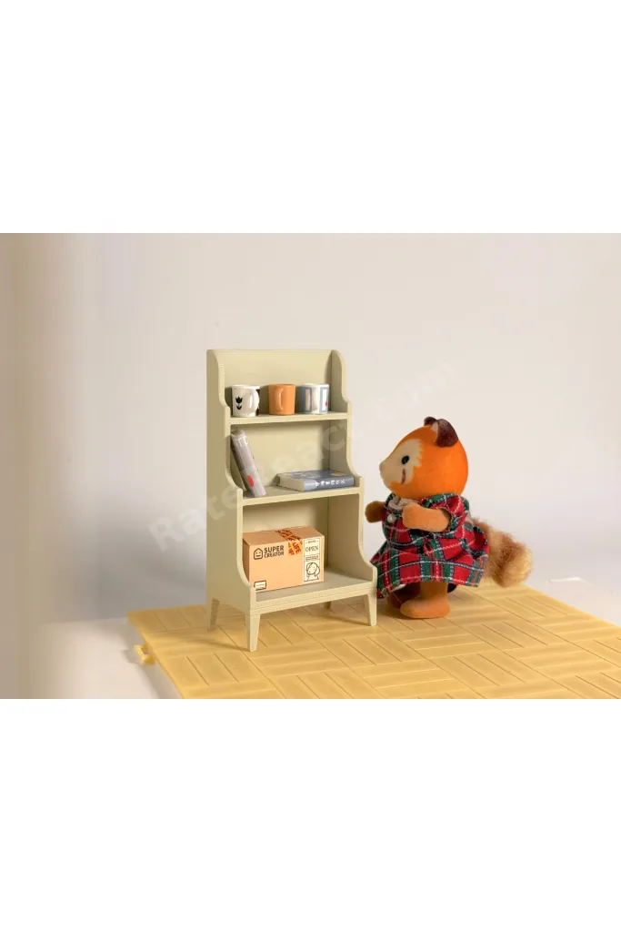 Minyatür Krem Renk Raf Maket 8,9x4,9cm - Bebek evi eşyası