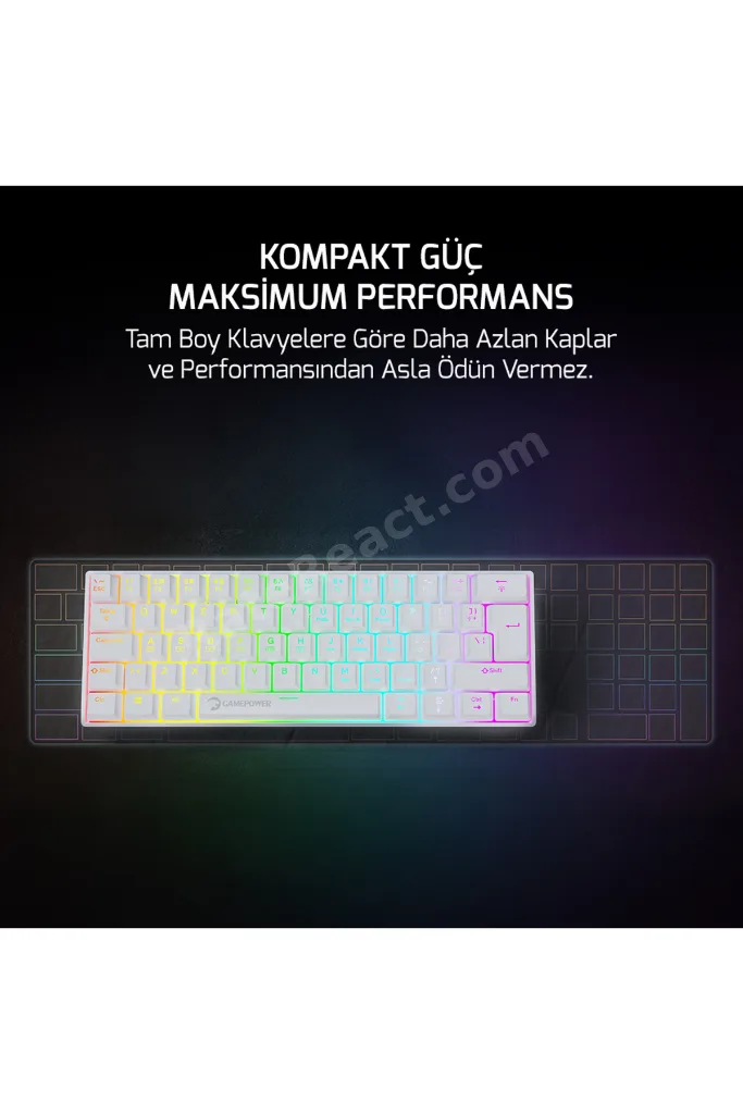 Lyra RGB 60M 62Tuş Beyaz Mekanik Kablolu Blue Switch Klavye - 3 Yıl Garantili