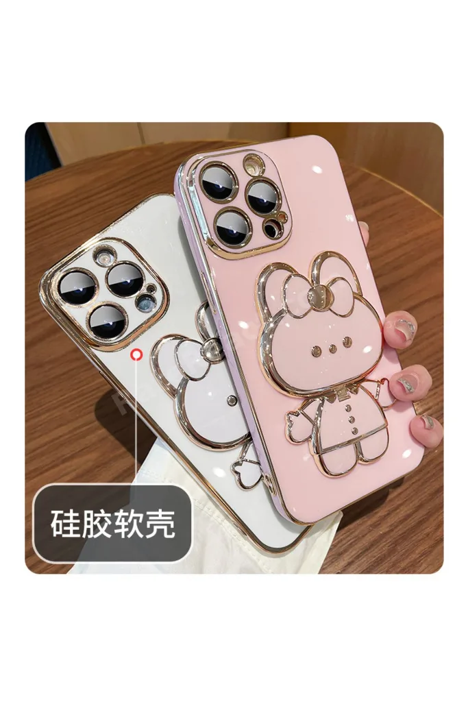 Samsung Galaxy A55 Uyumlu Kılıf Sevimli Cute Cat Standlı | Lazer Silikon Kapak
