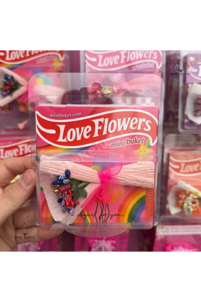 Mini Buket Love Flowers Tasarım Çiçek Buketi, Koleksiyonluk, Sevgiliye Hediye Kalıcı Çiçek, Karma