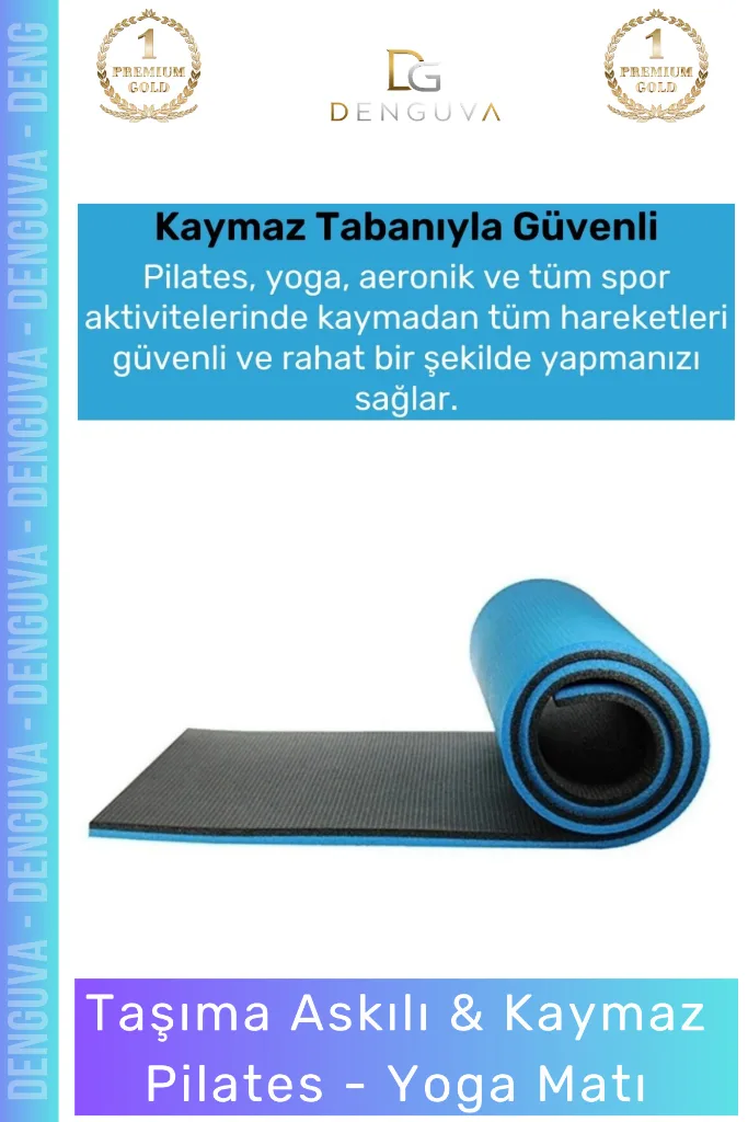 #YogaMinderi Taşıma Askılı Konfor Kamp Pilates Yoga Spor Kaymaz Meditasyon Minderi 16mm Mat
