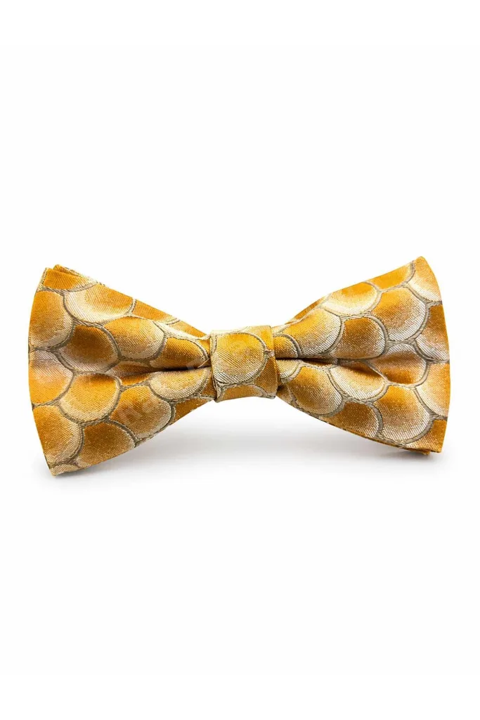 Sarı Motif İpek Papyon SB183