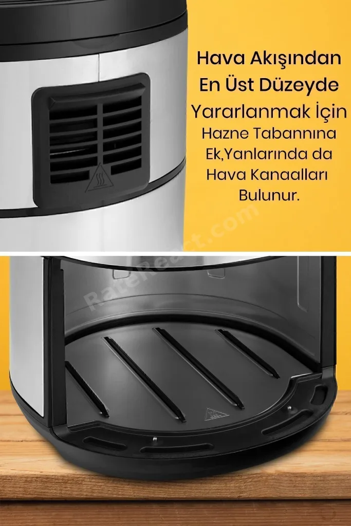 Foodfry İnox XXL Özel Tasarım Tutma Kolu Sessiz Fanlı Dokunmatik Airfryer Yağsız Sıcak Hava Fritözü