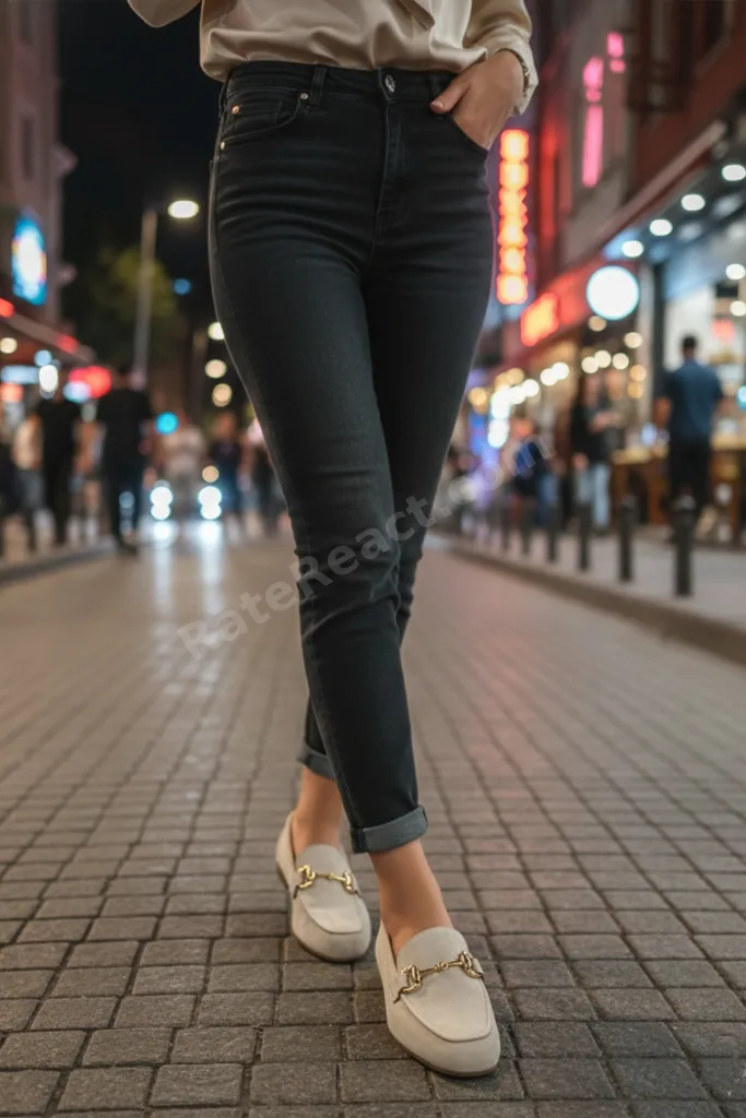 Kadın Bej Günlük İthal Süet Tokalı Loafer Casual Ortopedik Hafif Esnek Rahat Şık Kadın Ayakkabı