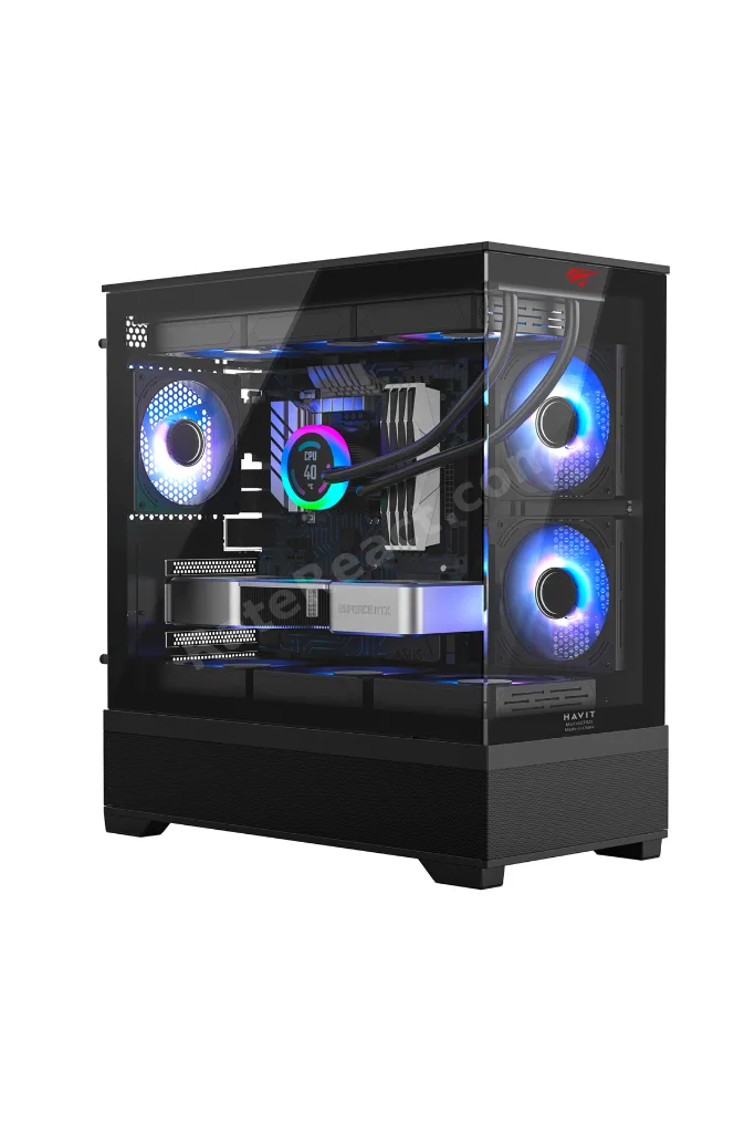 CF925 Tamperli Cam Gaming Oyuncu Kasası Siyah - 3 RGB Fanlı, Kumandalı, ITX/M-ATX/ATX/E-ATX Uyumlu