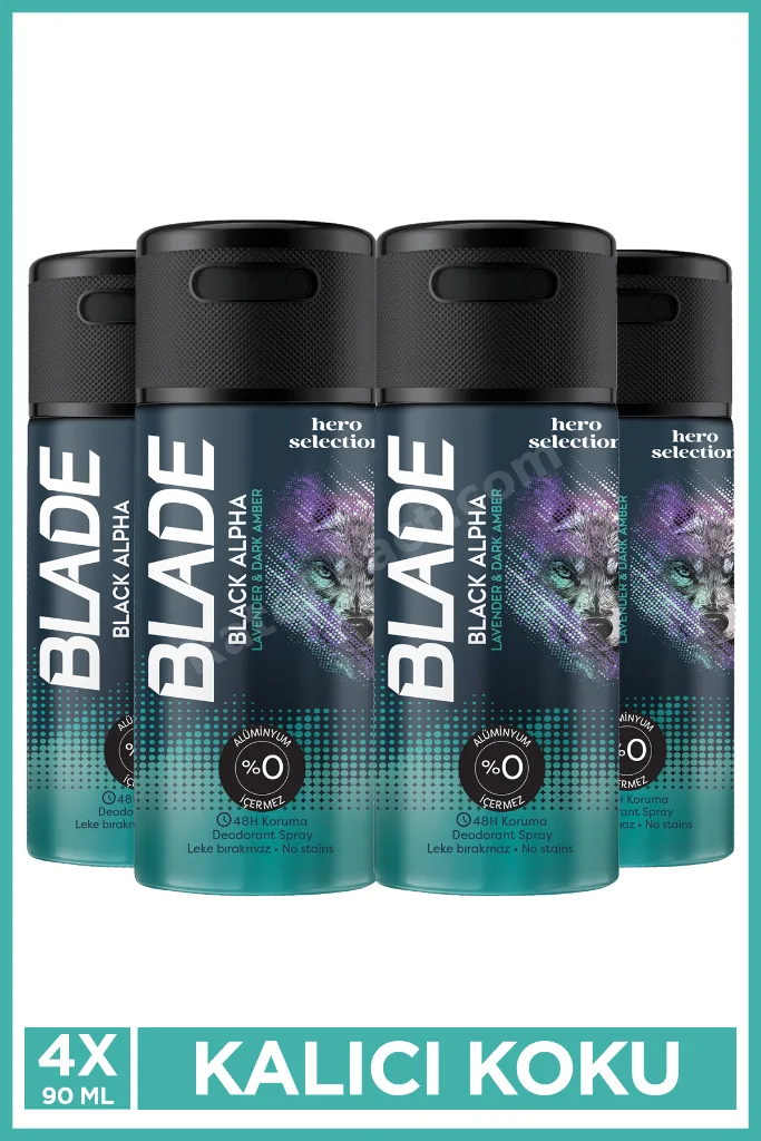 Black Alpha Erkek Alüminyumsuz Deodorant 4x90 Ml Hızlı Kurur, Leke Bırakmaz