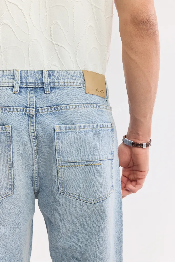Erkek Açık Mavi %100 Pamuk Tokyo Straight Fit Jean Pantolon A51Y3546