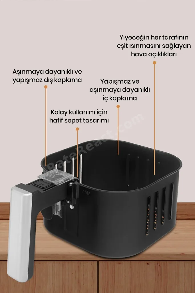 Profry Dijital Dokunmatik 8 Ön Programlı Airfryer Yağsız Kızartma Sıcak Hava Fritöz