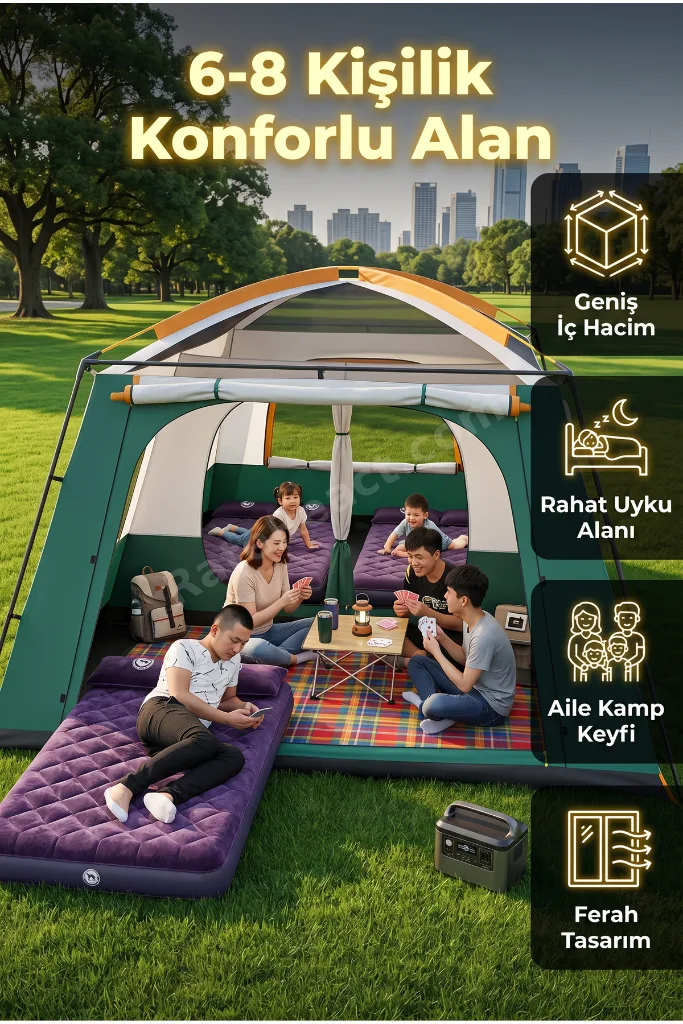 2 Odalı 10 Kişilik Geniş Kamp Çadırı