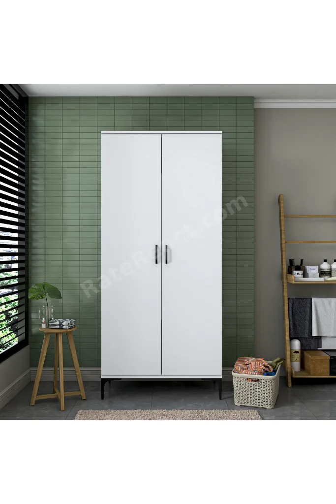 Rani KC104 Banyo Dolabı 2 Kapaklı 4 Raflı Çok Amaçlı Dolap Beyaz