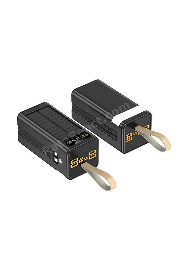 Solar 50.000 Mah Güneş Enerjili Led Işıklı Powerbank Şarj Aleti 4xUsb Çıkış Çoklu Şarj Çıkışı Kablo