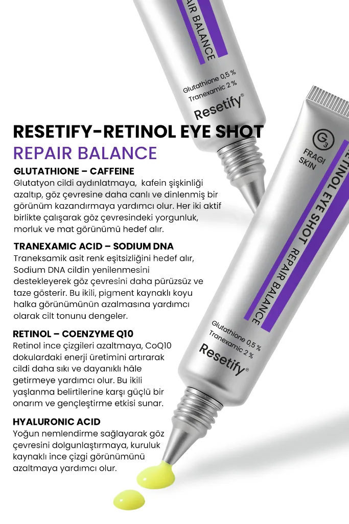 Retinol Eye Shot Göz Kremi 20 ML (Retinol %0,1 Tranexamic %2 Glutathione %05)