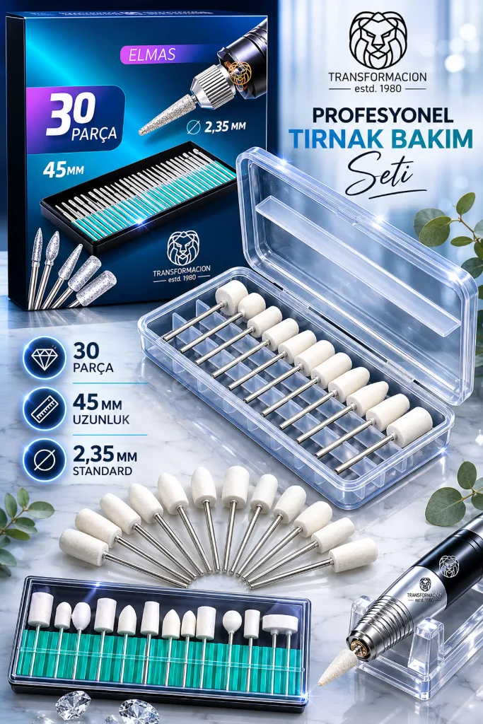 LED Işıklı & UV Kurutuculu Şarjlı Profesyonel Tırnak Törpüsü, 72 Parça Freze Seti 714665
